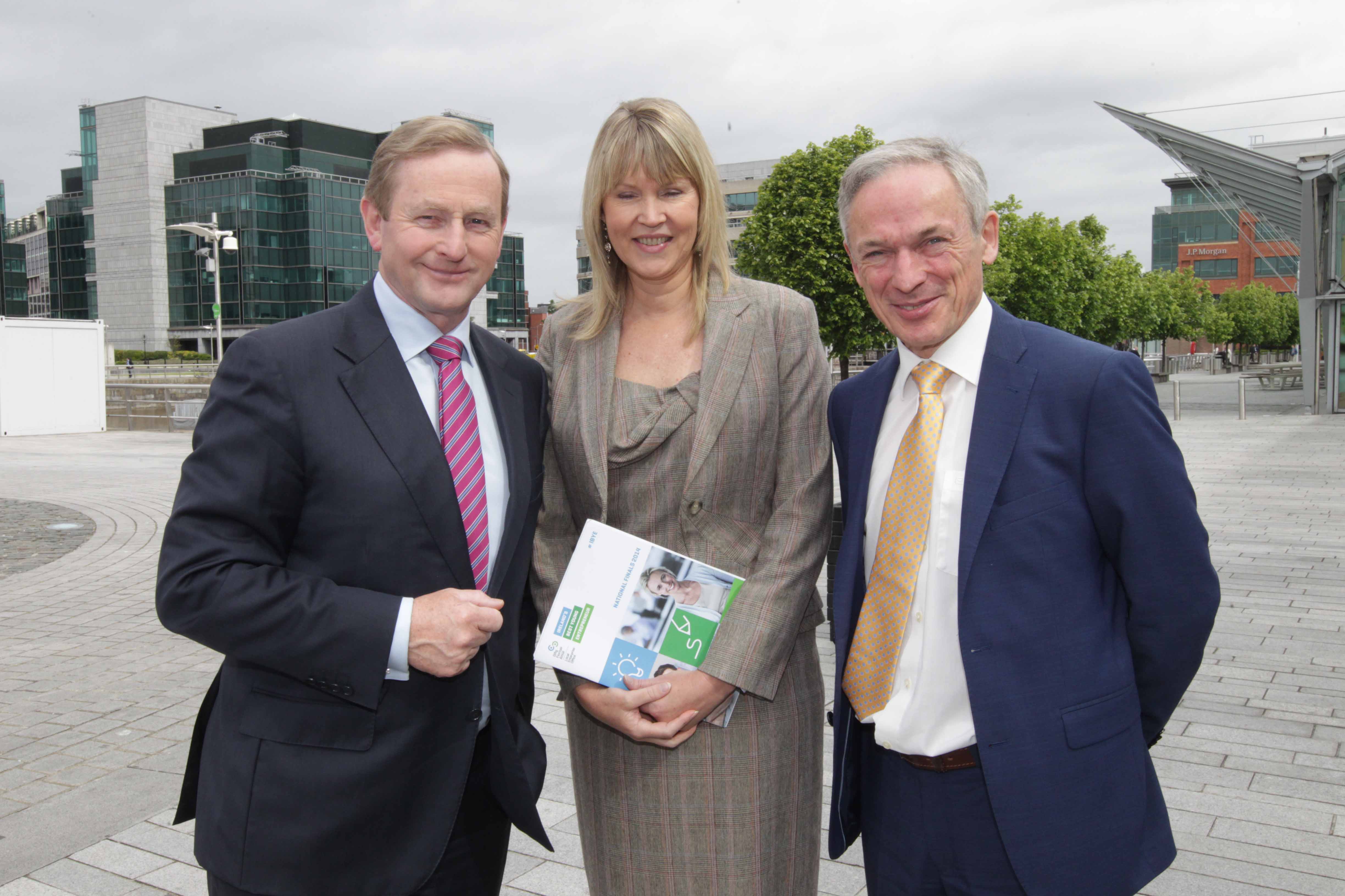 An Taoiseach Enda Kenny TD and Minister Richard Bruton with Sheelagh Daly Wicklow LEO at launch of IBYE 2015